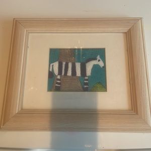 Framed art matted zebra nursery white handcrafted